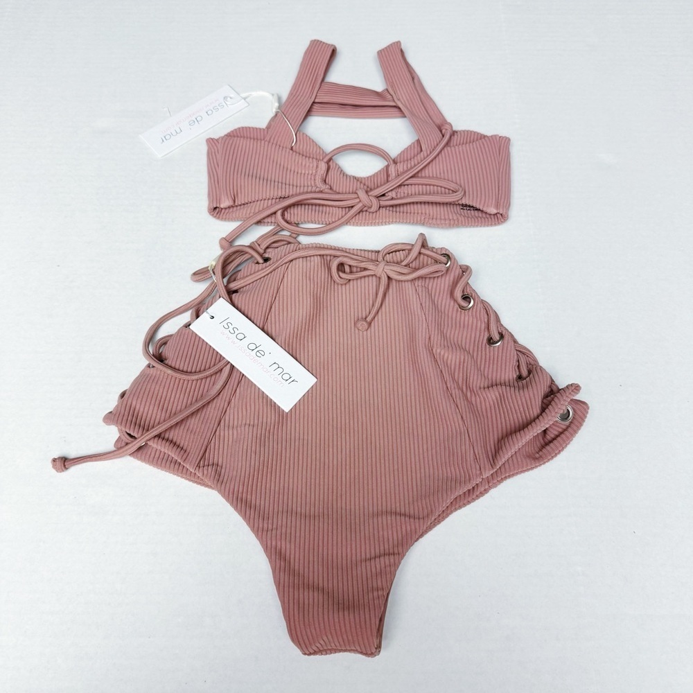 Issa de Mar - Dusty Rose Ribbed Bikini Set - Picture 2 of 5